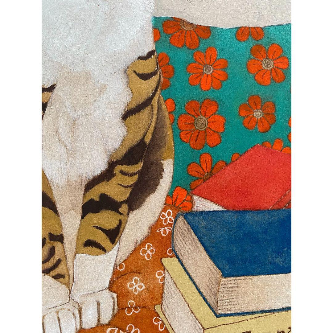 《送料無料》原画「寝床の猫」猫イラスト