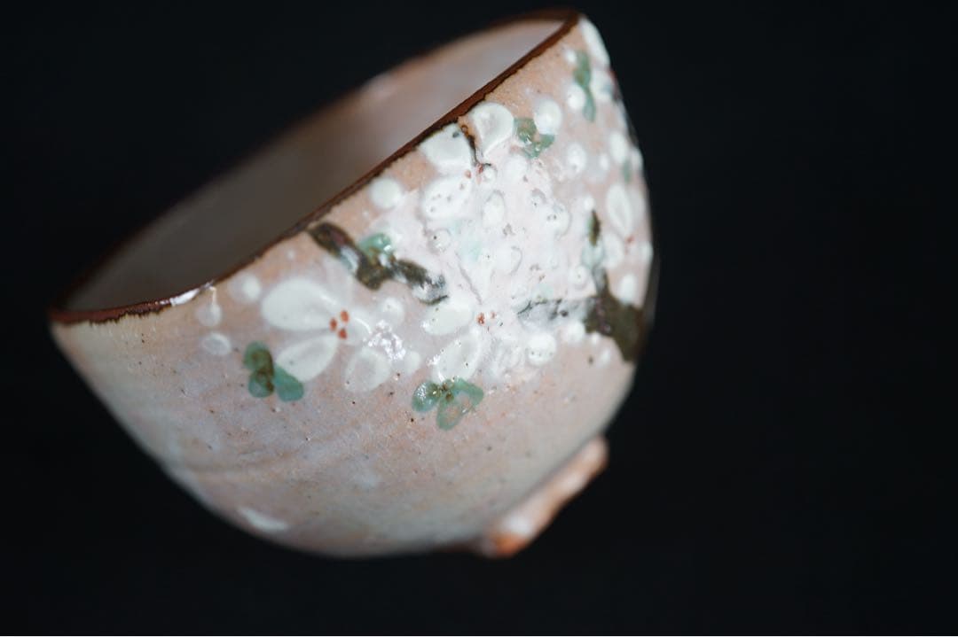 加藤喜一 枡型 乾山写 桜絵 茶碗 四方 抹茶碗 共箱 共布 茶道具