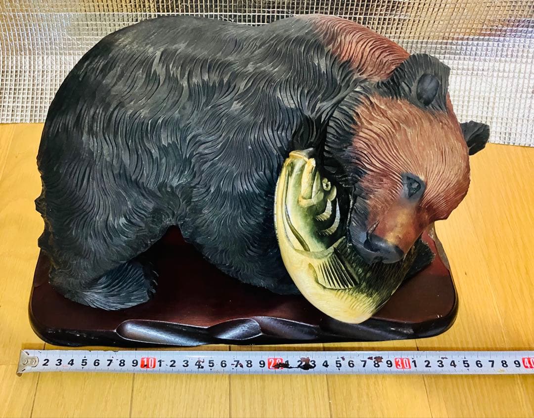木彫り熊 右向き熊 鮭咥え熊 超貴重 北海道