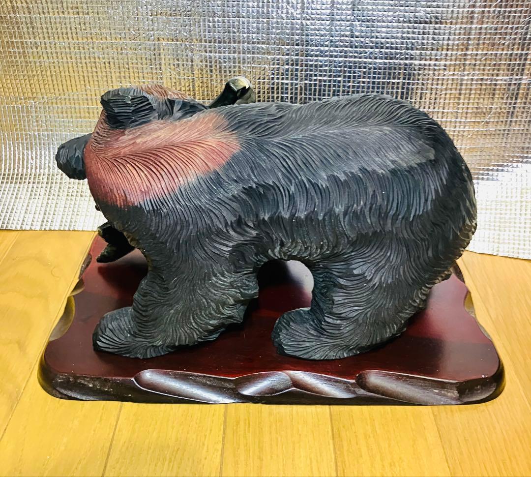 木彫り熊 右向き熊 鮭咥え熊 超貴重 北海道