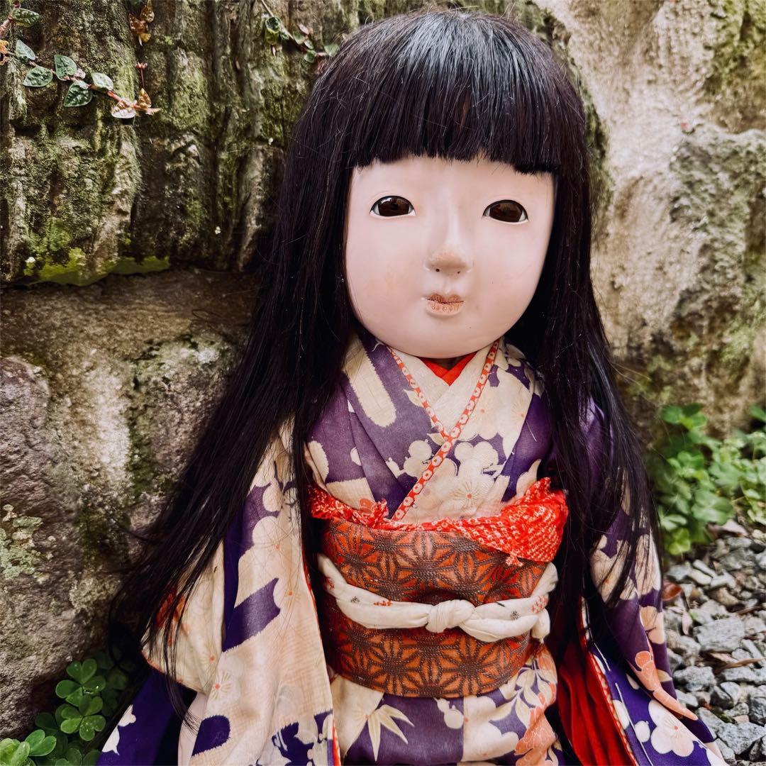 市松人形 明治〜大正 1868年～ 三つ折れ 光月 銘 印 65㎝ 18号 月姫
