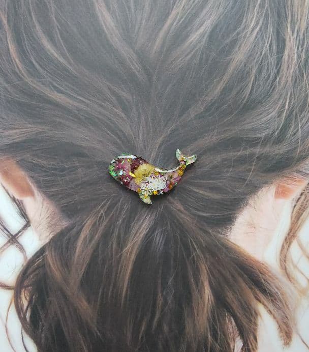 ボタニカルアート くじらレジンヘアゴム