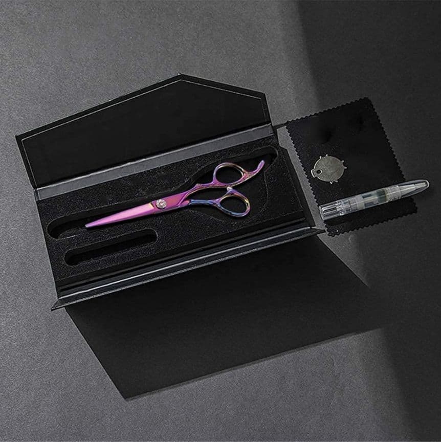 AOLANDUO ネオンピンク散髪はさみ AICHI JP 440C鋼髪切り