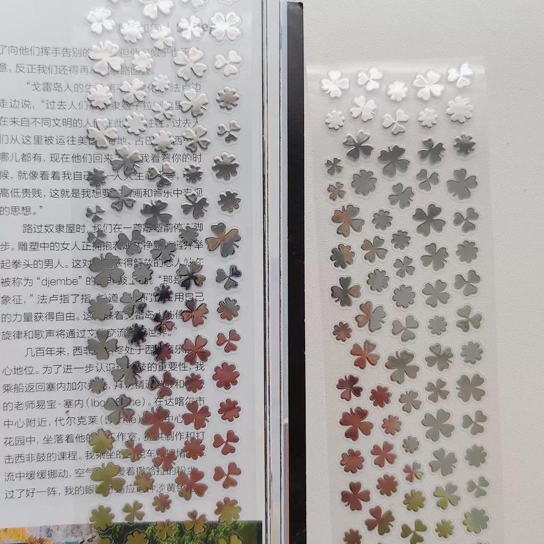 【9731】海外　4.9m巻　銀箔押し　カッティングマスキングテープ　クローバー