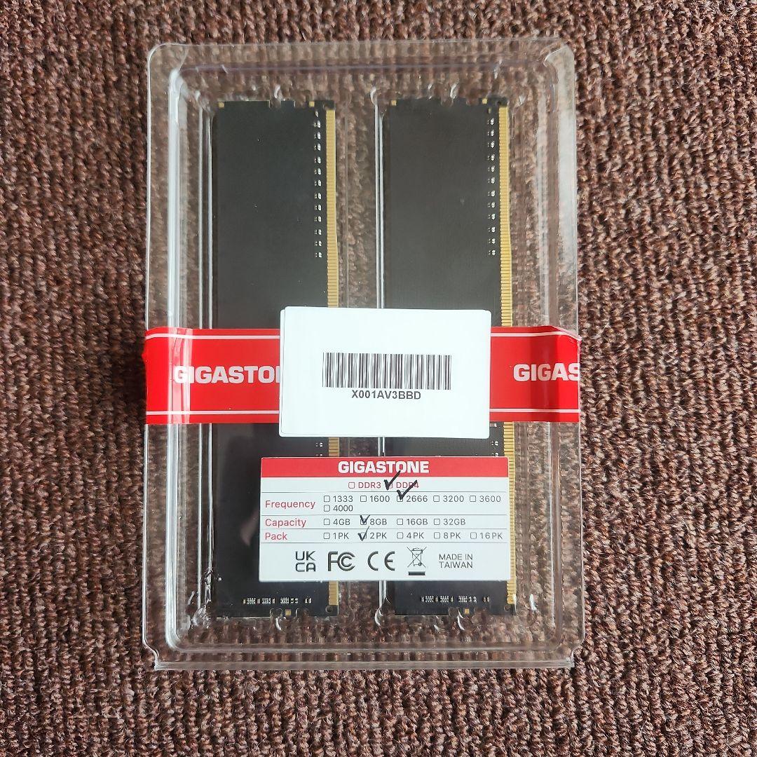 【新品開封済】GIGASTONE DDR4 16GB (8GBx2) メモリ