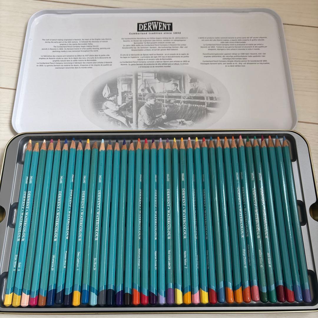DERWENT watercolour 72 水彩色鉛筆 72色缶ケース