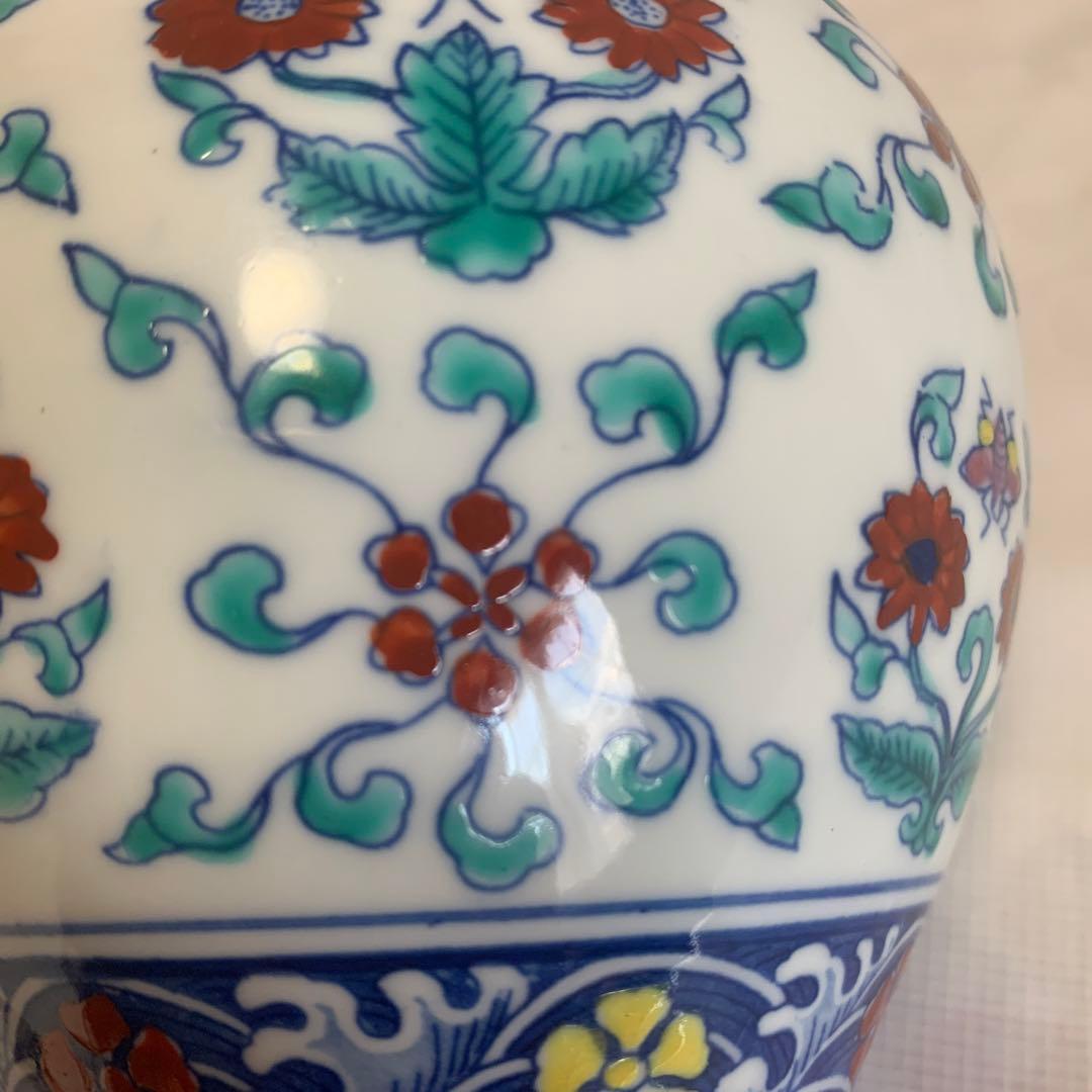 中国美術　豆彩壺　茶入　花瓶　煎茶道具　大明成化　景徳鎮