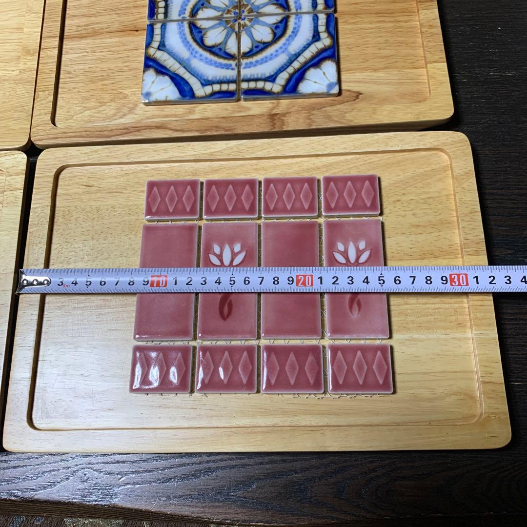 タイル　木製トレー　ハンドメイドに
