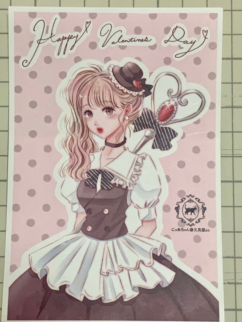N048 人物ステッカー  女の子 にゃあちゃんの文具屋さん 七色の海