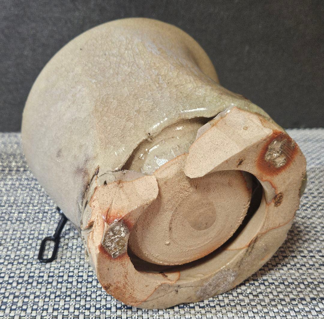 萩焼　名工　守繁栄徹 作　旅枕　鬼萩 花入れ　掛け花入　共箱　茶道具　茶器