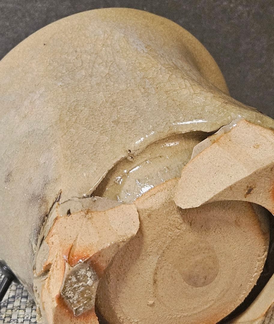 萩焼　名工　守繁栄徹 作　旅枕　鬼萩 花入れ　掛け花入　共箱　茶道具　茶器