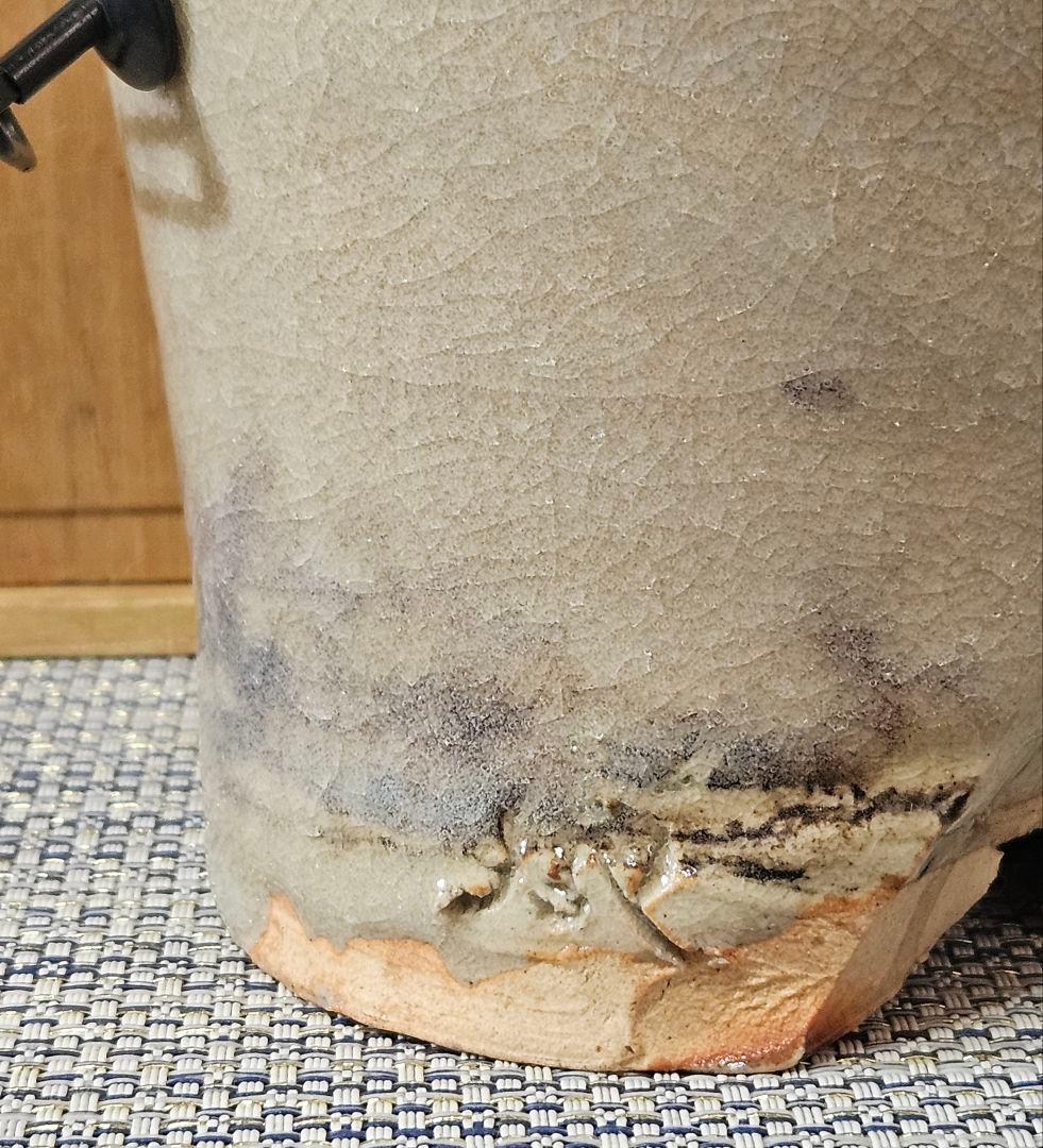 萩焼　名工　守繁栄徹 作　旅枕　鬼萩 花入れ　掛け花入　共箱　茶道具　茶器