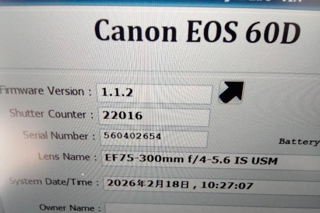 Canon EOS 60D キズ大有り動作品 シャッターカウント22016回