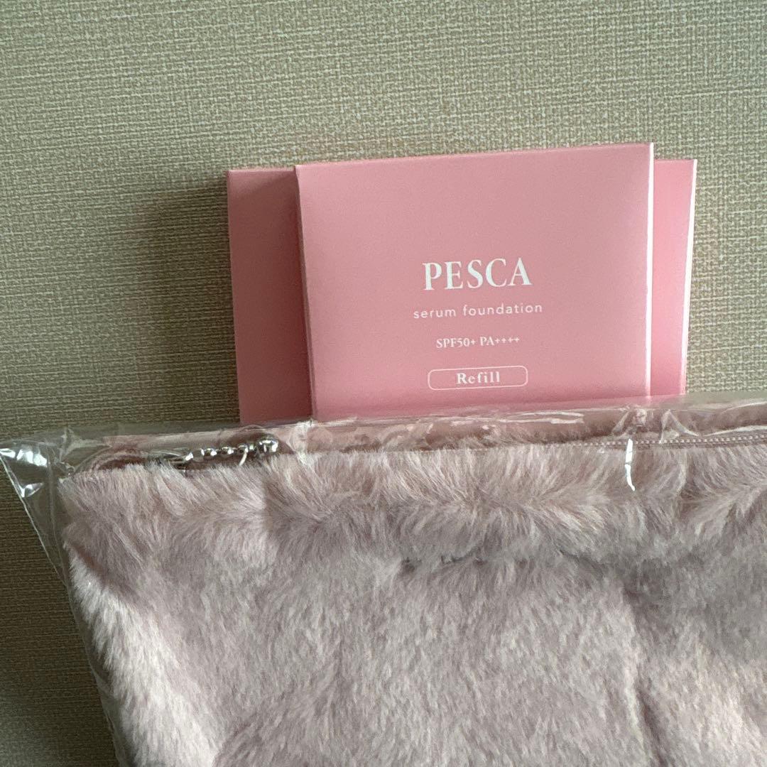 格安ペスカ薬用セラムファンデーション本体（ピンク）、レフィル、ポーチ他6点セット