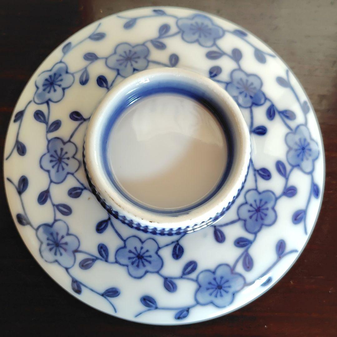 伊万里 染付 蓋付き茶碗 6客 飯碗 梅 レトロ アンティーク 春