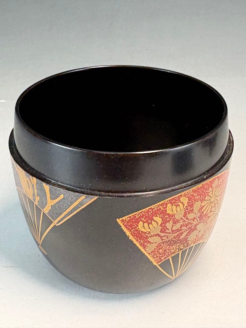 ★茶道具★ 中古品　喜峰造　扇面蒔絵　利休棗