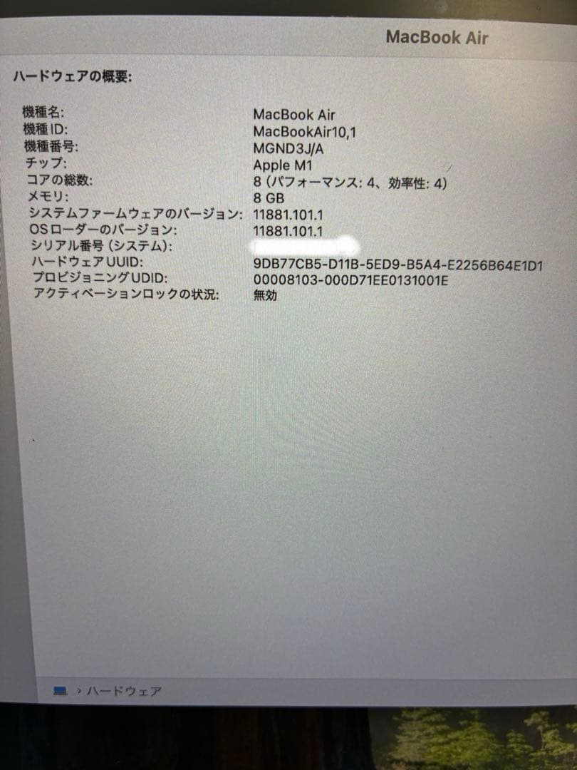 MacBook Air 2020 M1 8GB 256GB 13インチ