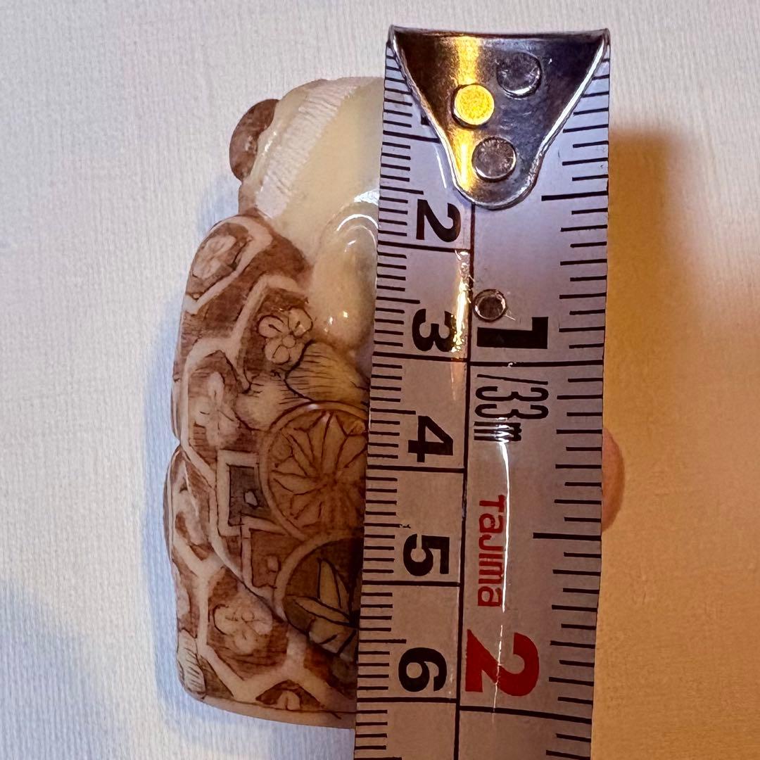 希少 骨董品 天然素材 福の神 寿老人 福禄寿 根付 縁起物 美品
