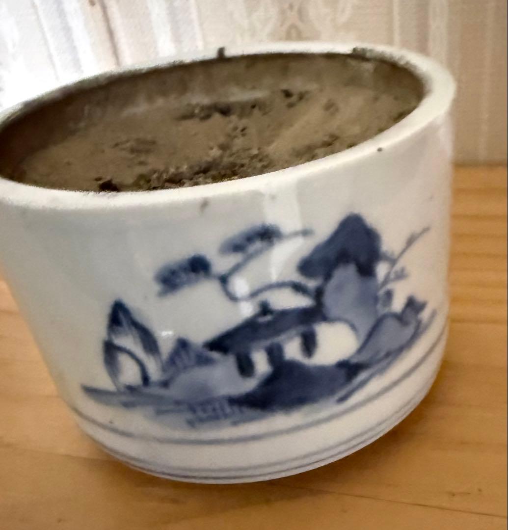 江戸時代　伊万里焼円形火入れ　煙草盆セット