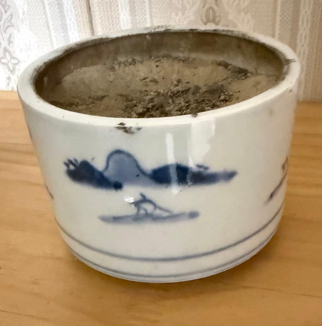 江戸時代　伊万里焼円形火入れ　煙草盆セット