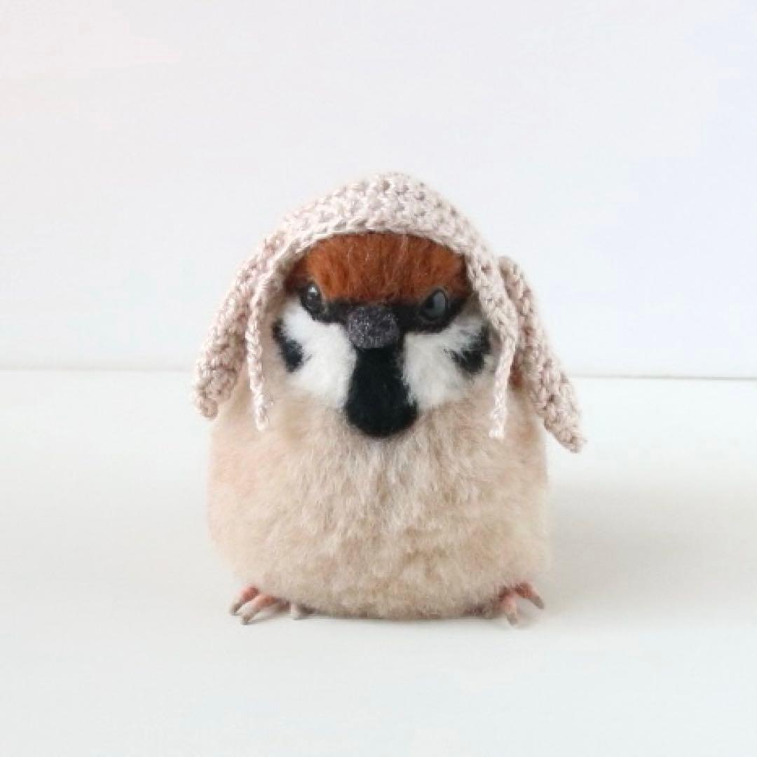 羊毛フェルト＊手のひらサイズのまったり鳥さん❤︎すずめ