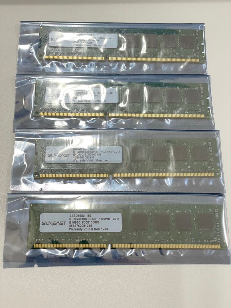 32GBメモリ8GB×4枚デスクトップ用DDR3L-1600MHz新品未使用