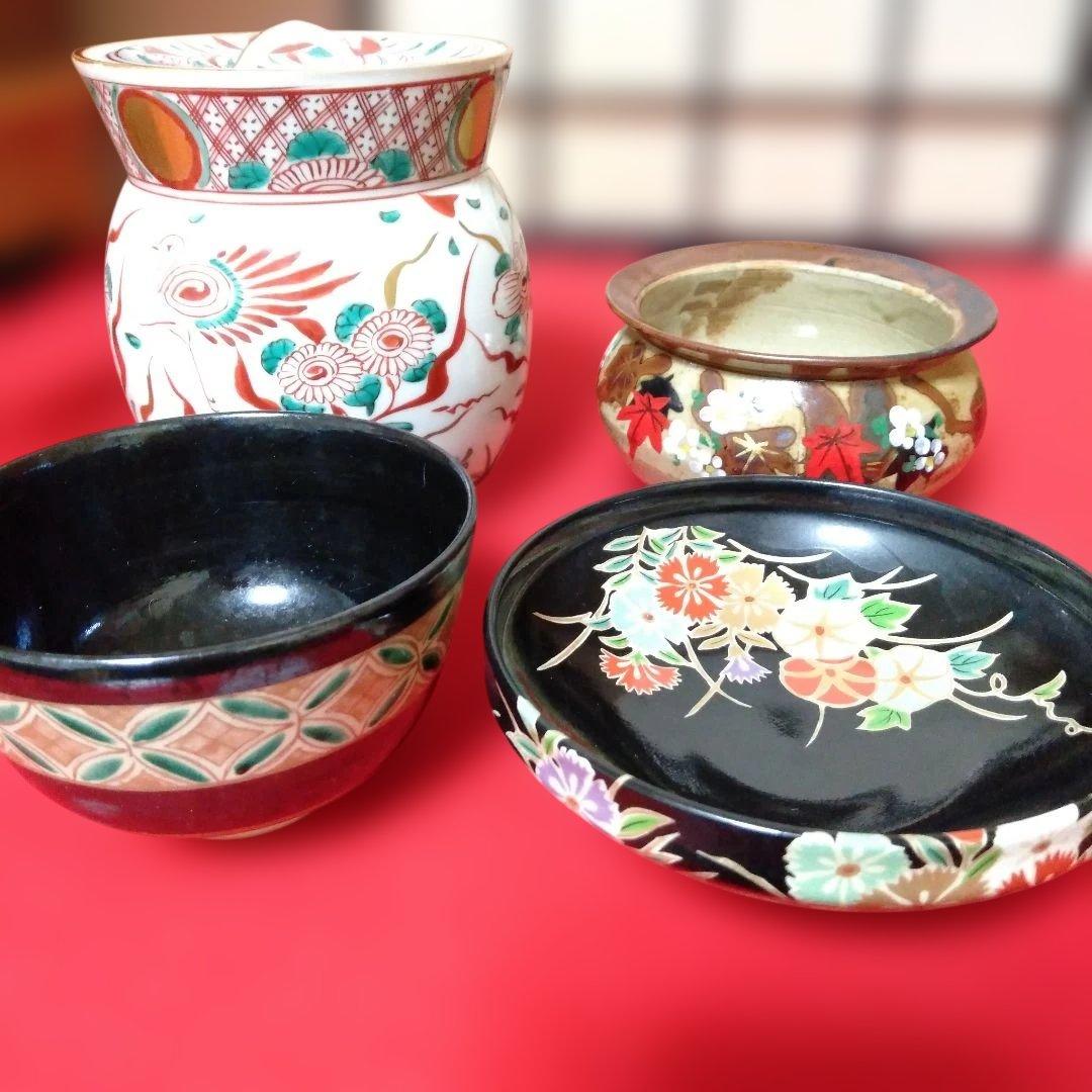 色絵　茶道具四点