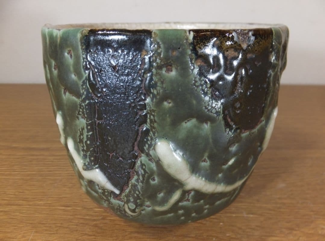真作保証 十四代 熊谷龍峰 自作 稀少品 上野焼 筒茶碗 コレクター放出品 福岡