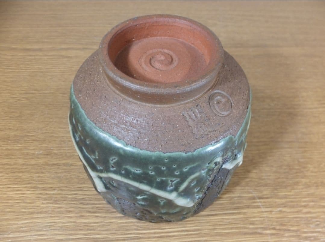真作保証 十四代 熊谷龍峰 自作 稀少品 上野焼 筒茶碗 コレクター放出品 福岡