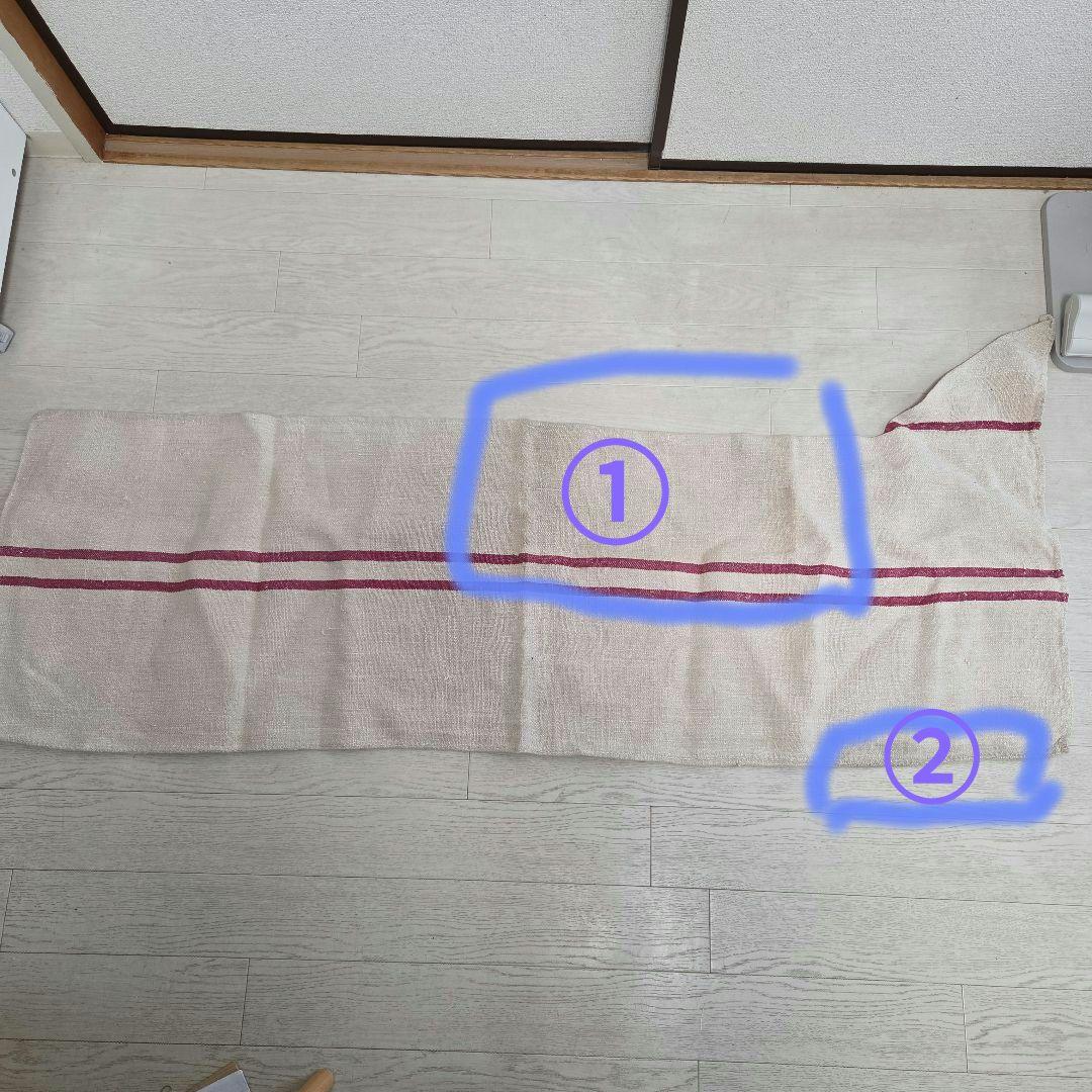 アンティーク グレインサック レッドライン　麻袋　穀物袋　口ばし付き