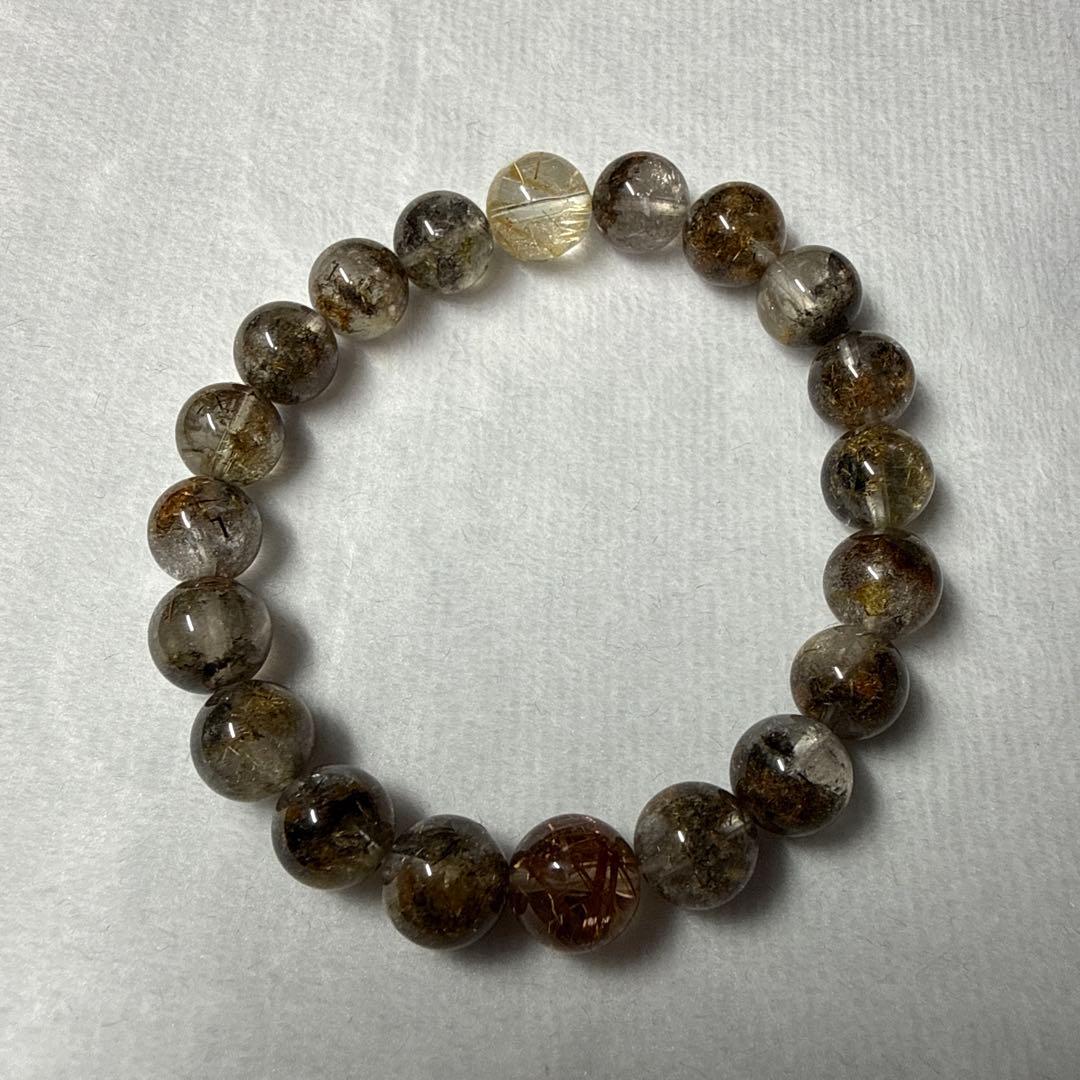 ハンドメイド　フラワールチルクォーツ ブレスレット ゴールド　ブラウン