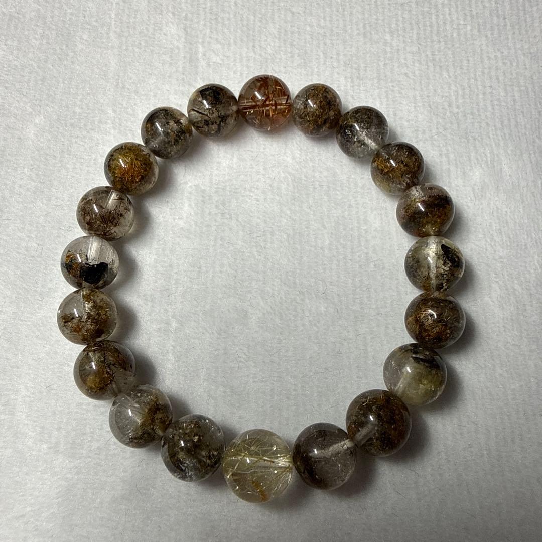 ハンドメイド　フラワールチルクォーツ ブレスレット ゴールド　ブラウン