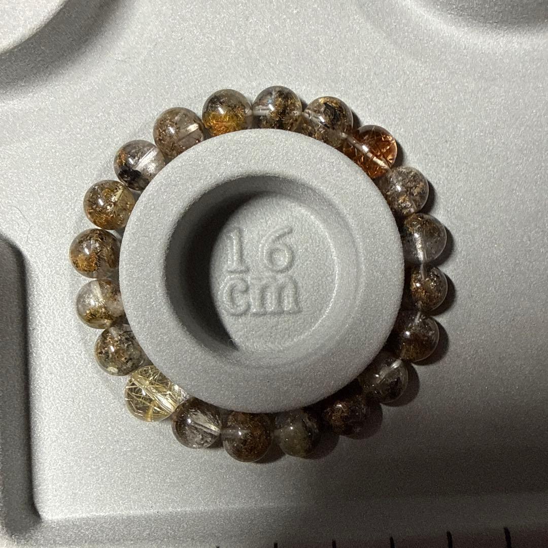 ハンドメイド　フラワールチルクォーツ ブレスレット ゴールド　ブラウン
