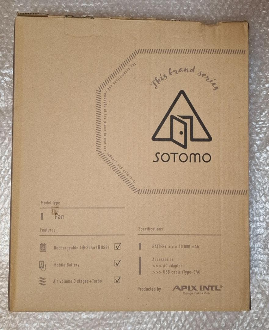 アピックス APF-560 グレイッシュ SOTOMO ソーラーパワーファン
