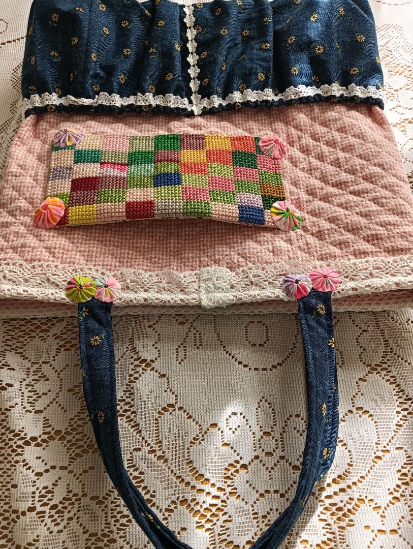 スーちゃん 手刺繍の大きなバッグ