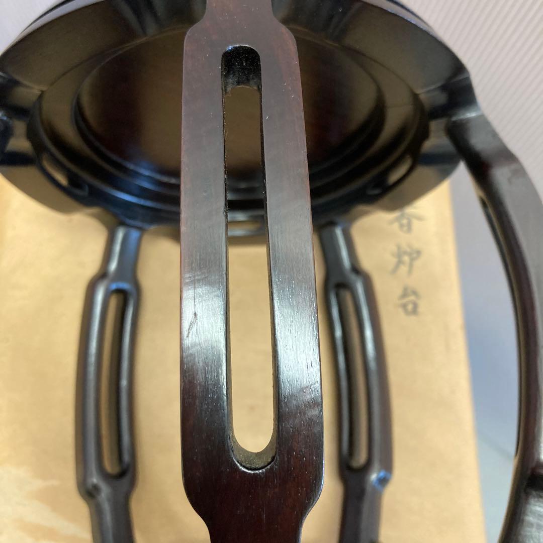 骨董品　茶道具　香炉台(木製•丸形•5本脚)　ダンボール箱　S169KRD