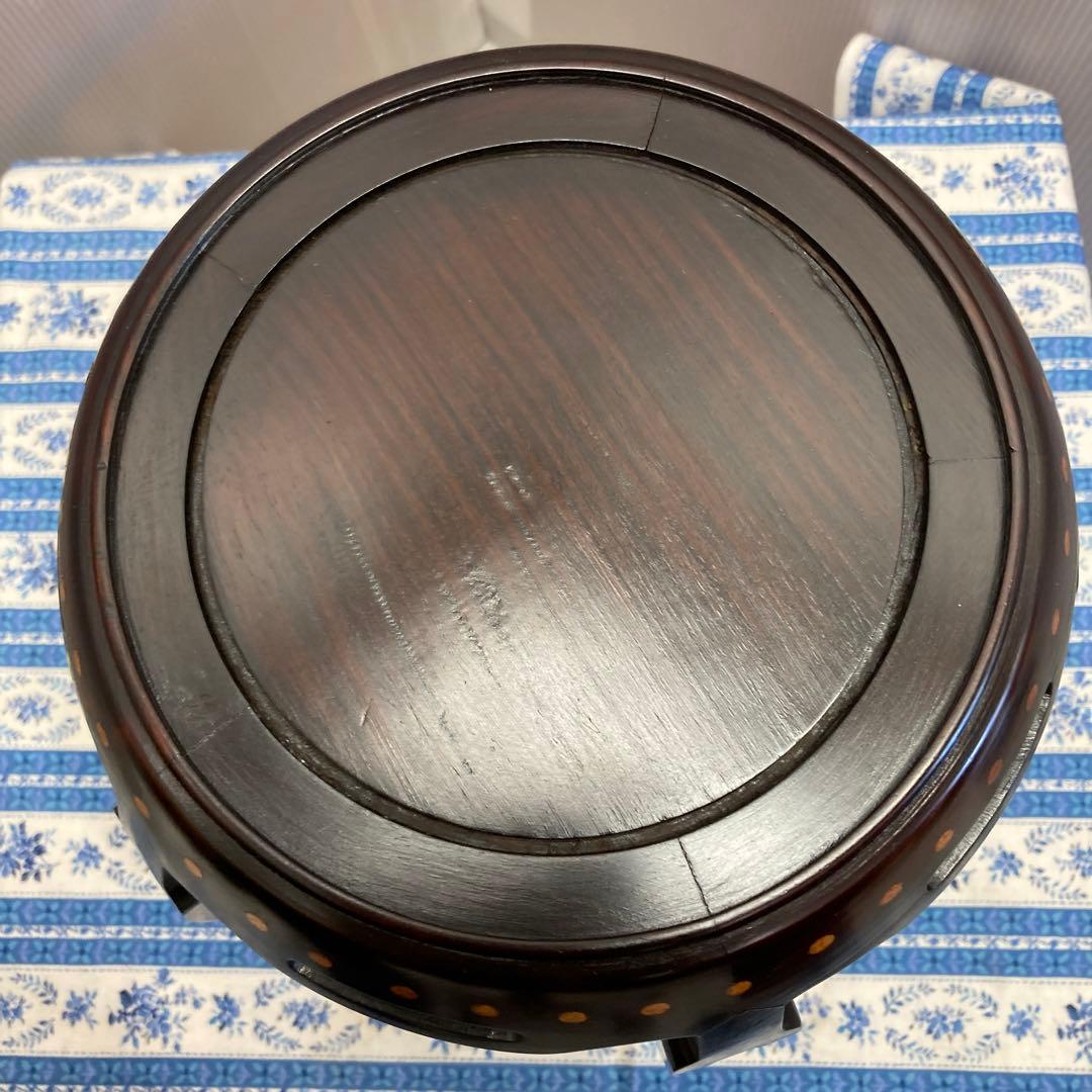 骨董品　茶道具　香炉台(木製•丸形•5本脚)　ダンボール箱　S169KRD