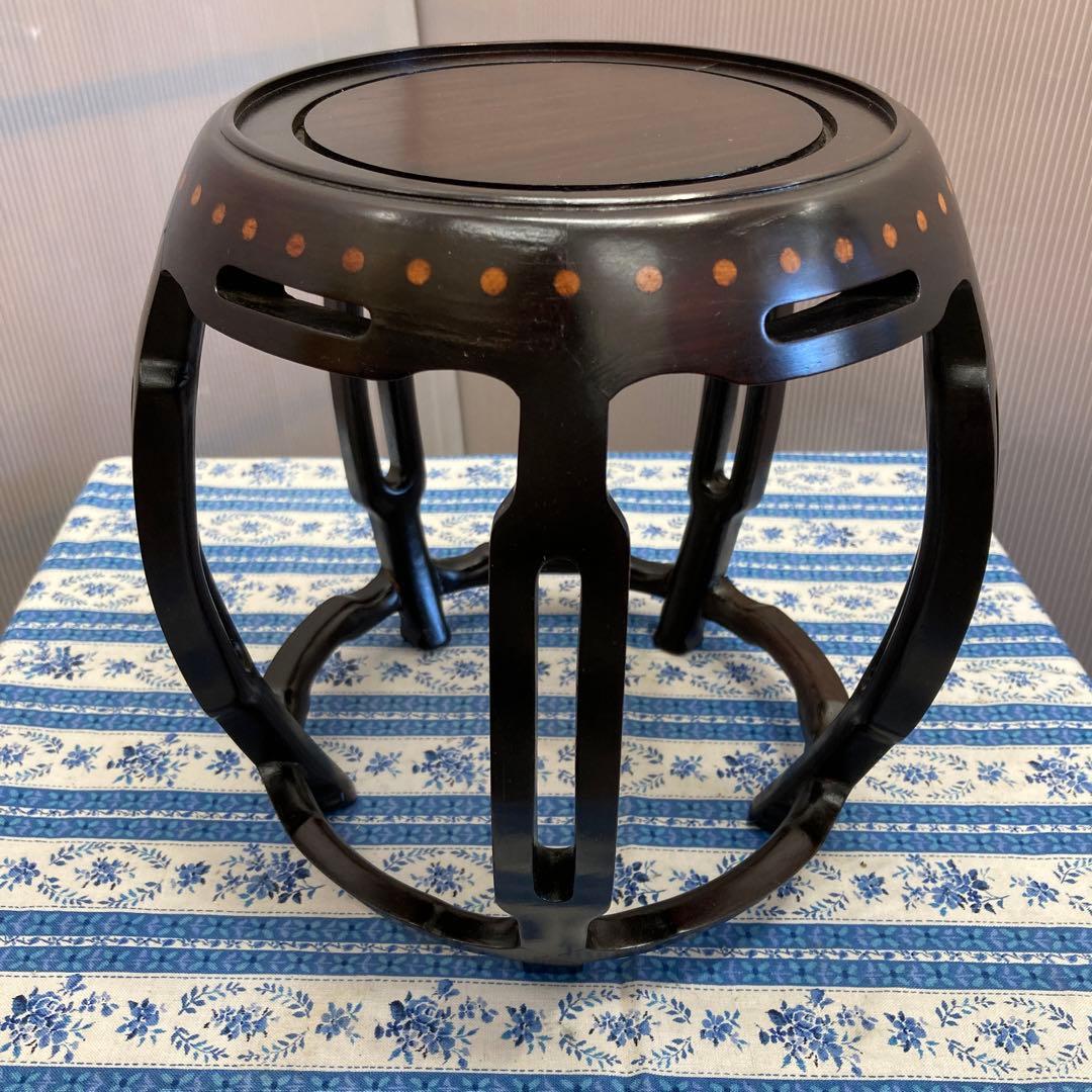 骨董品　茶道具　香炉台(木製•丸形•5本脚)　ダンボール箱　S169KRD