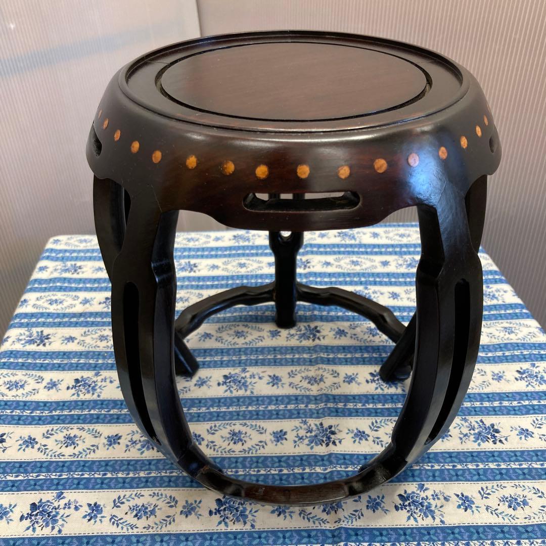 骨董品　茶道具　香炉台(木製•丸形•5本脚)　ダンボール箱　S169KRD