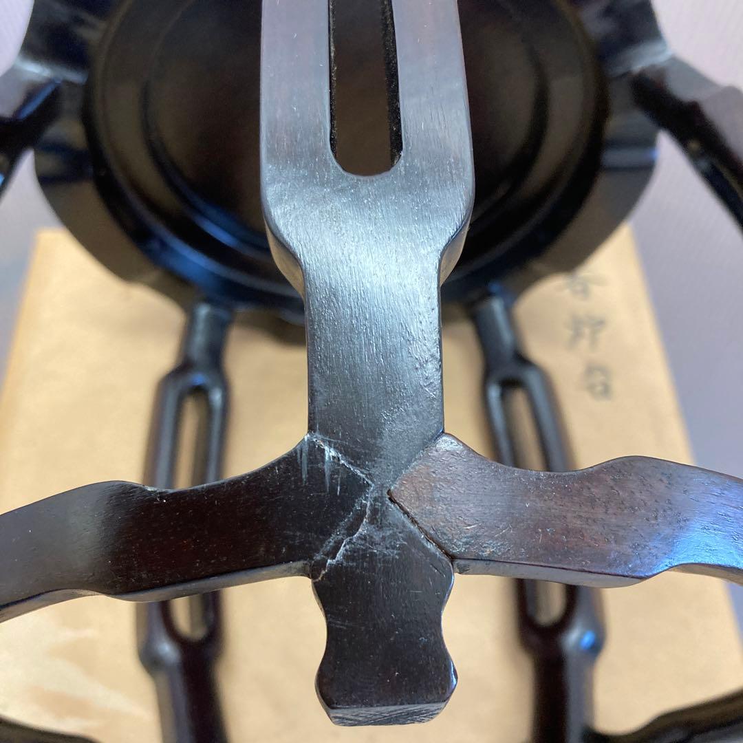 骨董品　茶道具　香炉台(木製•丸形•5本脚)　ダンボール箱　S169KRD
