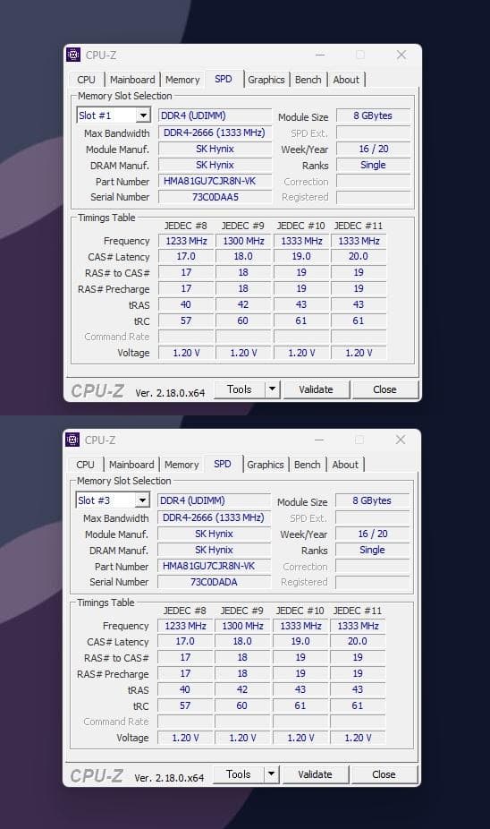 PC4-2666V-ED2-11 ECC Unbffered 8GBx2枚