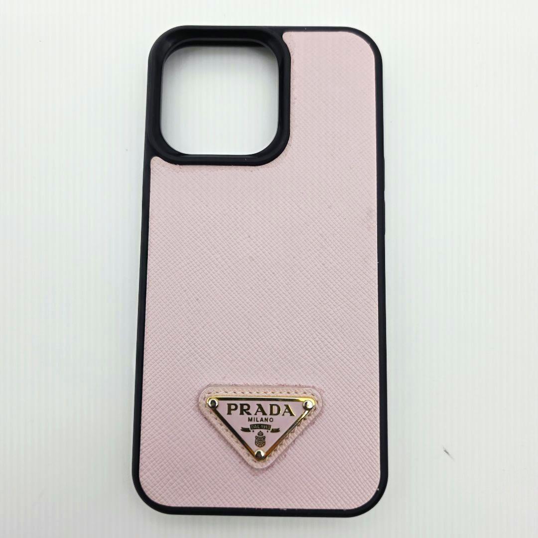PRADA iphone13pro ケース サフィアーノレザー 三角ロゴ ピンク