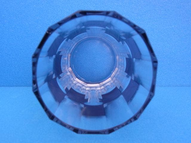 切子　コップ　紫被せガラス　モダングラス　市松紋◆和硝子　洋館　戦前　昭和初期