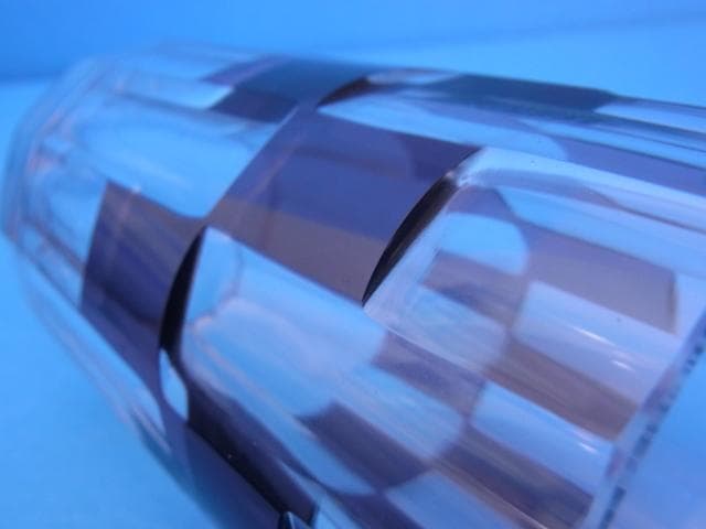 切子　コップ　紫被せガラス　モダングラス　市松紋◆和硝子　洋館　戦前　昭和初期