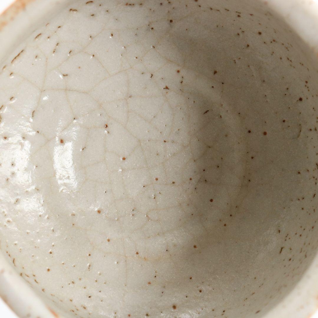 人間国宝 荒川豊蔵作 志野茶碗 二重箱 仕覆付 茶道具 共箱　V530