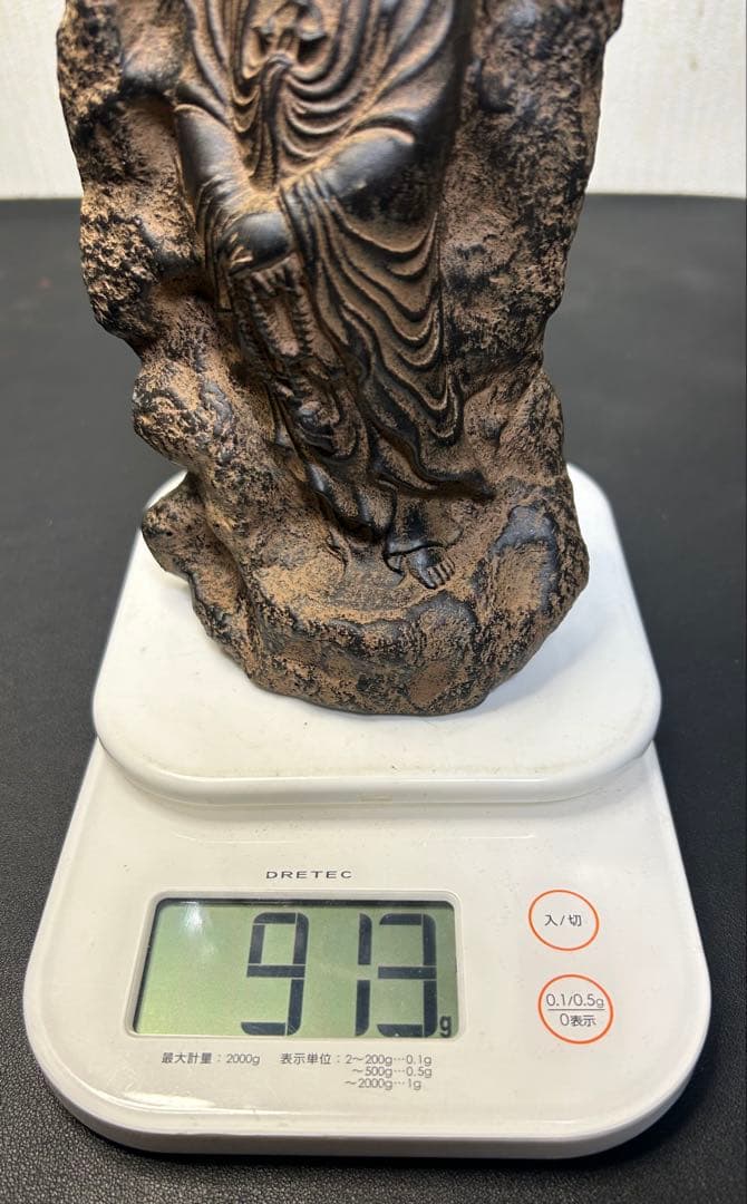 細工彫刻石観音菩薩 縁起物、金運、美術品、旧家蔵出し、お守り、古美術、お守り