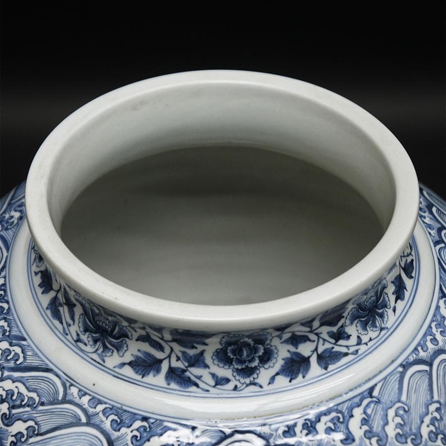 中国美術 中国古玩 特大染付花瓶 花生 飾壷 唐物 磁器 陶芸 古美術品