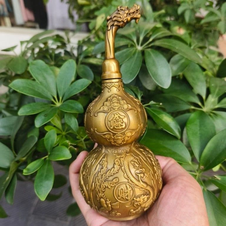 銅器 龍鳳葫芦 風水 開運 八方来財 客間 玄関 装飾品 工芸品 置物