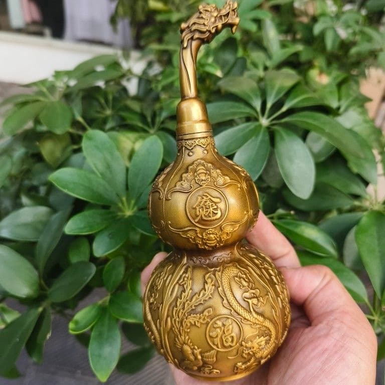 銅器 龍鳳葫芦 風水 開運 八方来財 客間 玄関 装飾品 工芸品 置物
