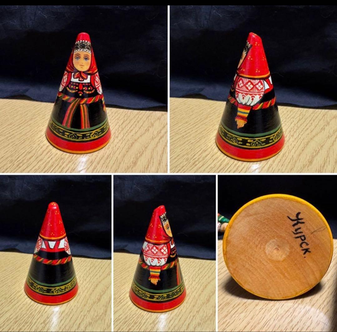 月末セール‼️ロシア　アーティスト　ダロブエア作品　三角マトリョーシカ　3体